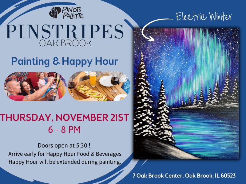 Paint & Happy Hour at Pinstripes! Food and Beverage specials! 